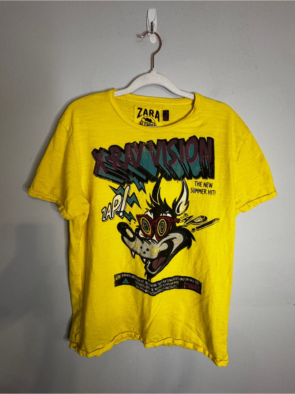 Zara Bright Yellow Cartoon Graphic Crewneck Tee